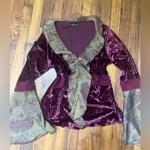 Y2K Wet Seal Velvet Bell Sleeve Top